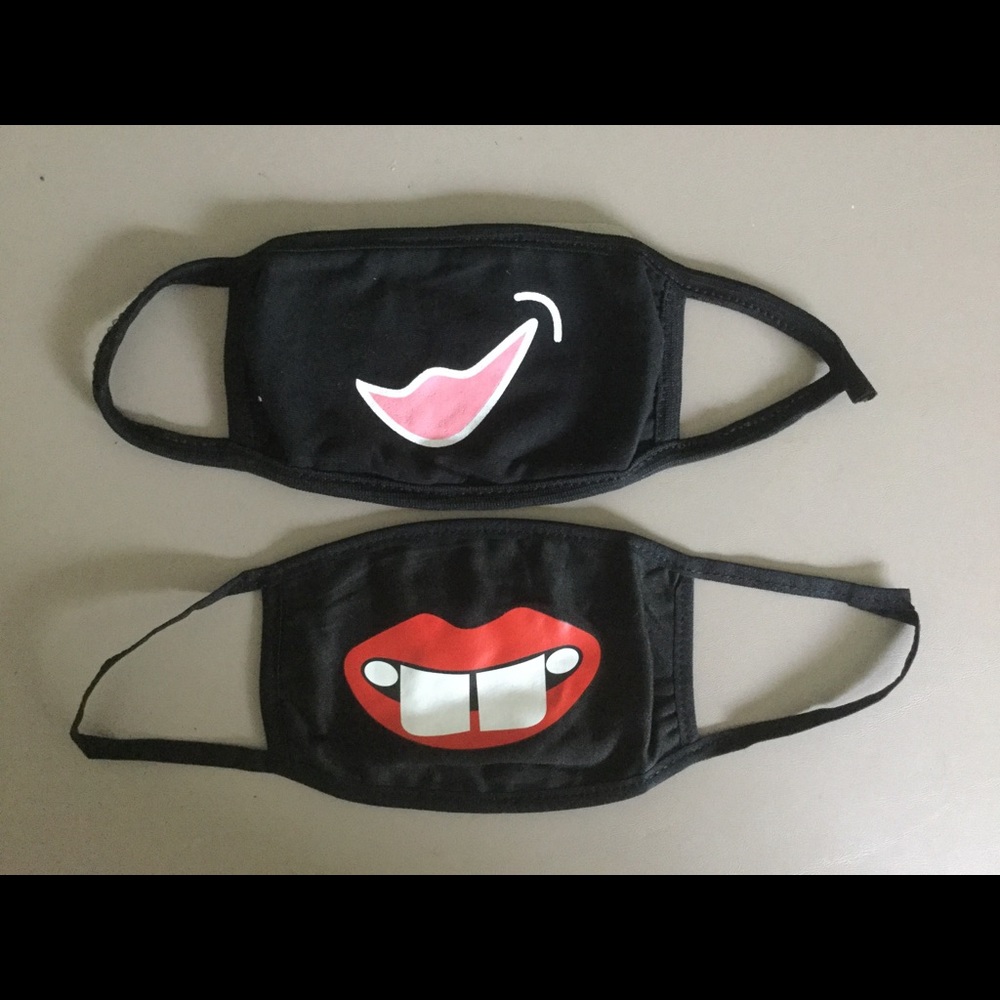 2 Cartoon Black Face Masks